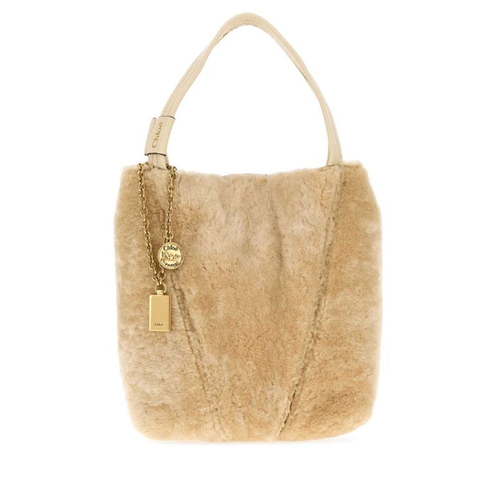 Chloe Women Ivory Shearling Chlo㨠Spin Handbag